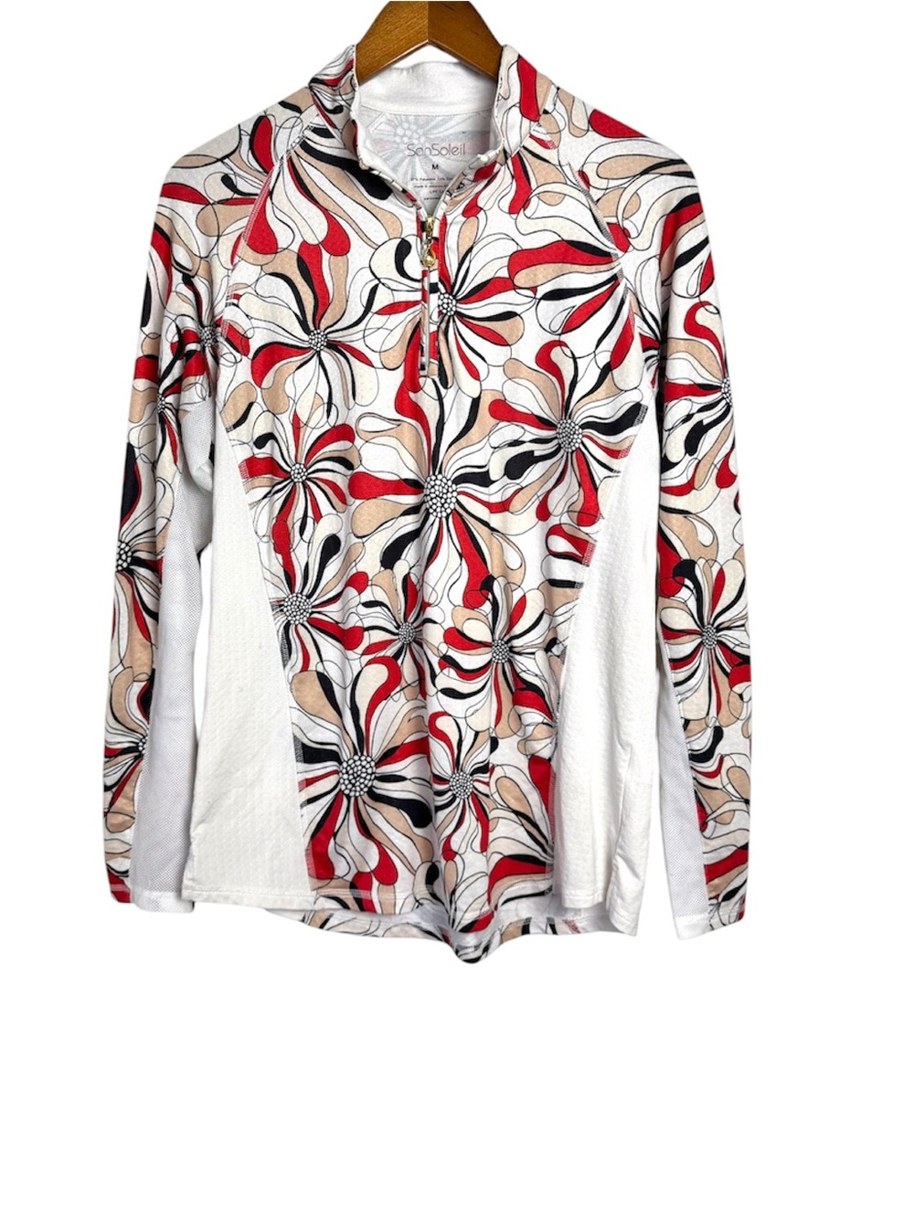 SanSoleil UPF 50 Zip Front Long Sleeve Golf Tee Size Medium